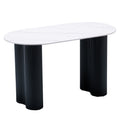 Modern minimalist rock slab dining table - new vintage-style home dining table with beautiful peanut leg design