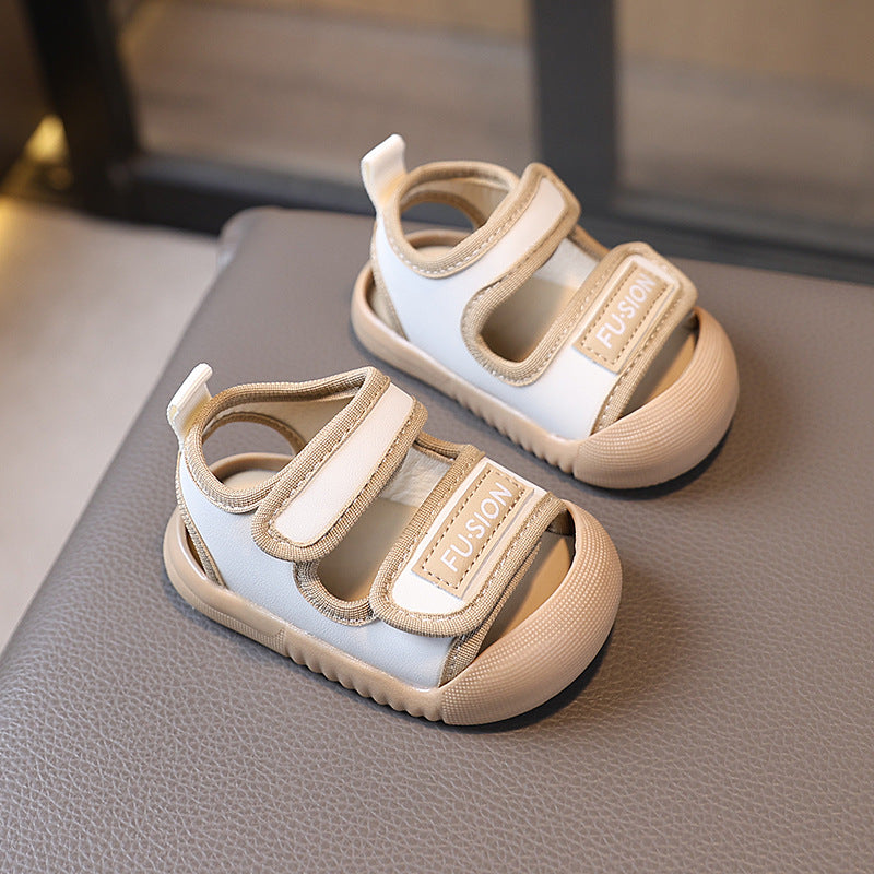 Baby boys' and girls' summer soft-soled non-slip sandals, closed-toe prewalker shoes, waterproof beach shoes for infants and toddlers, ages 1-3