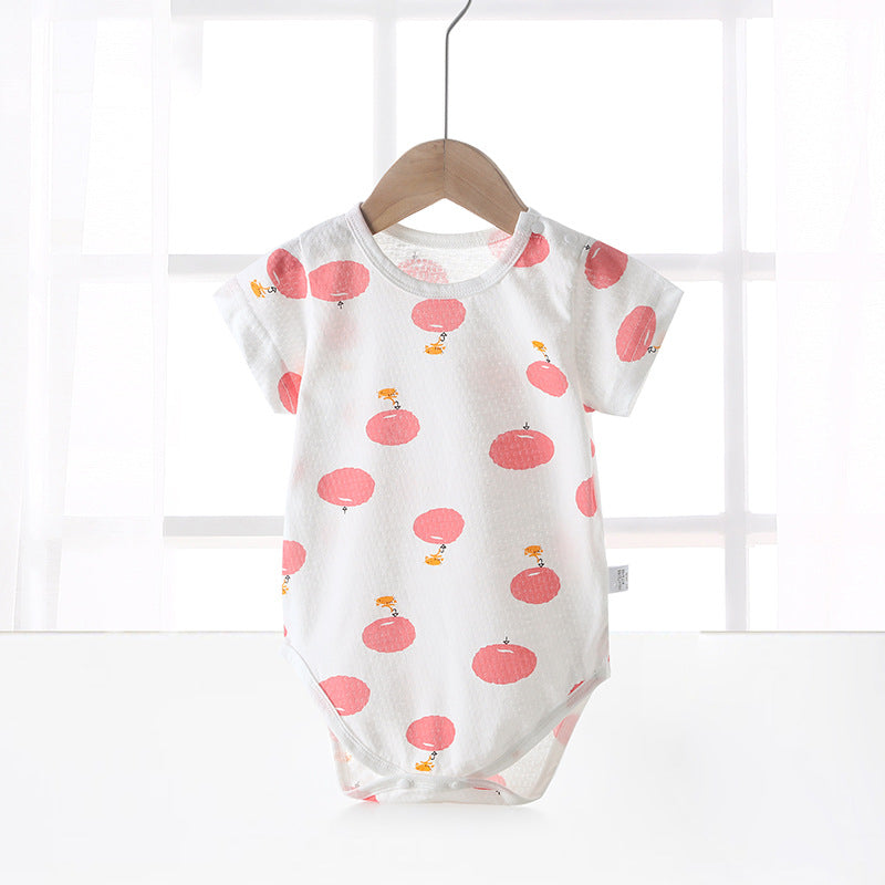 Baby bodysuit summer unisex infant short sleeve romper newborn pure cotton triangle onesie lightweight crawling suit