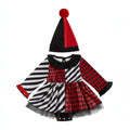 Baby girl halloween party outfit patchwork clown hat romper dress