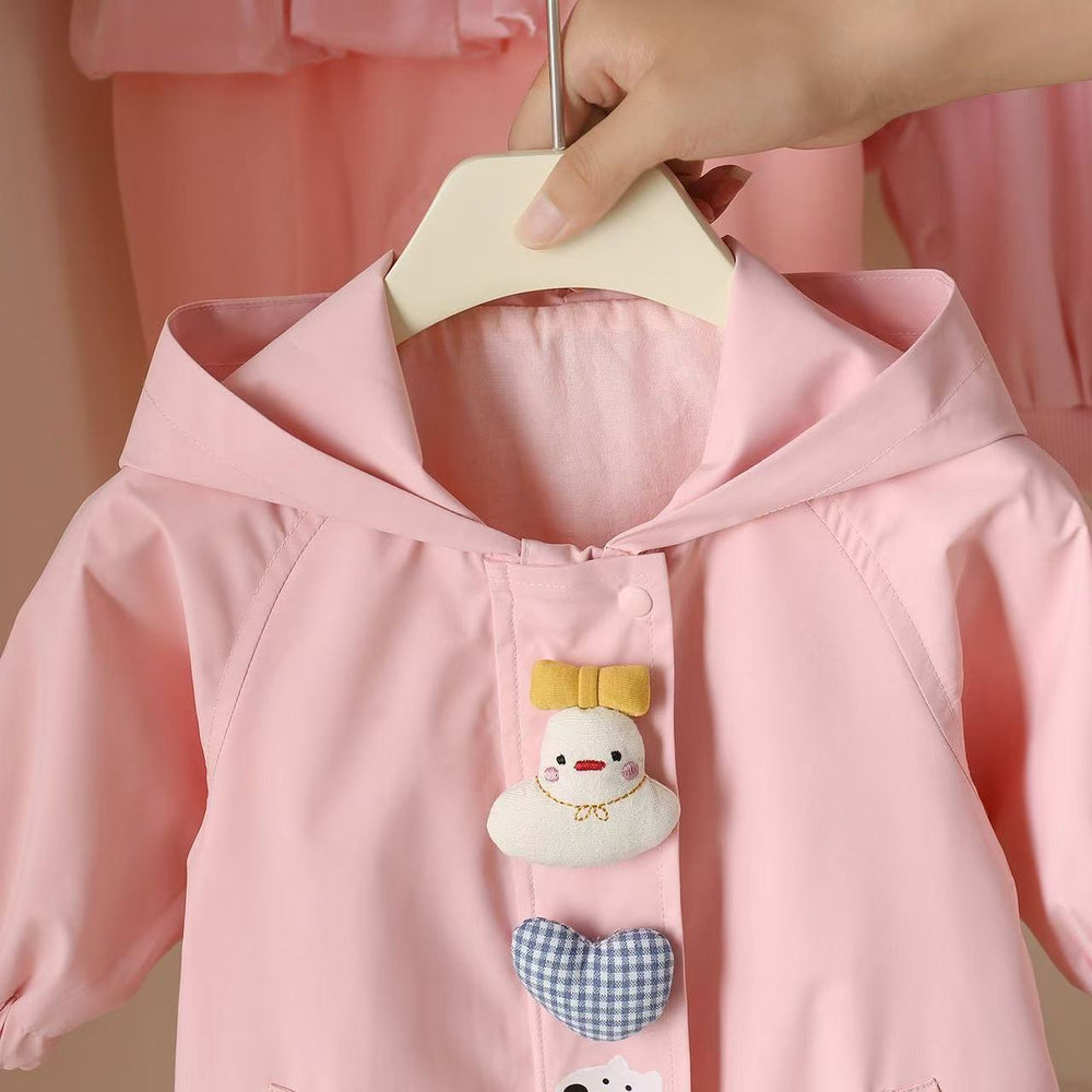 Baby rompers fashionable windbreaker super cute outdoor crawling suit spring and autumn baby girl one-piece hooded outwear