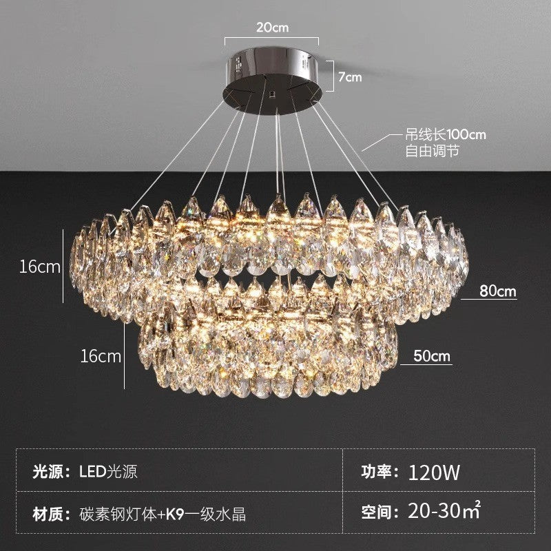 Light luxury crystal chandelier living room light modern simple atmosphere high PC and console game light bedroom new dining room light Zhongshan lighting