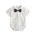 Newborn baby boy summer clothes - lightweight romper, newborn bodysuit, summer full month celebration bow tie outfit, first birthday onesie