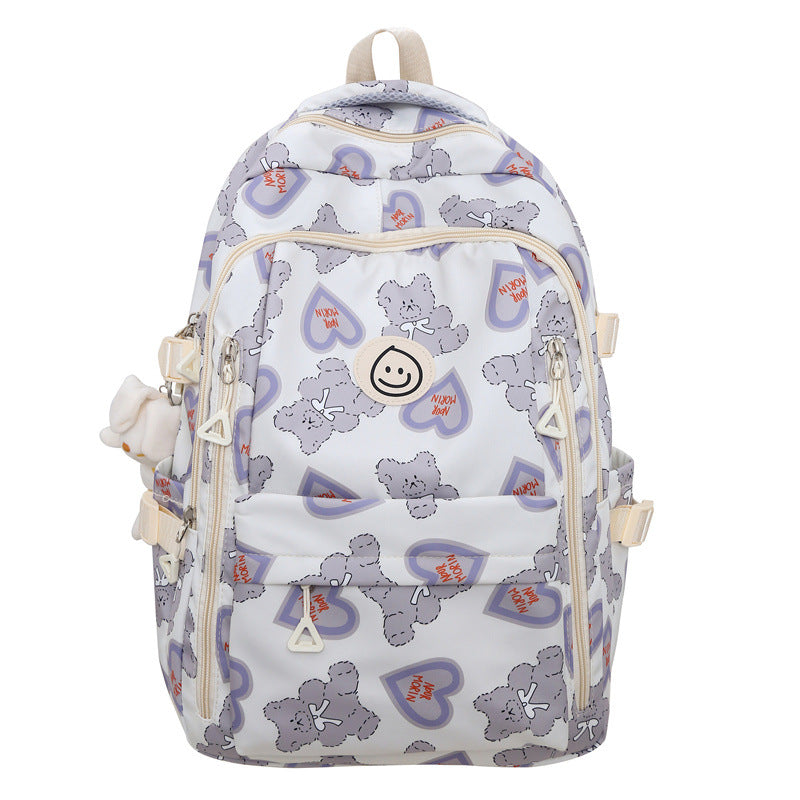 School bag ins campus wind backpack female floral solid color large capacity high school student school bag travel computer backpack