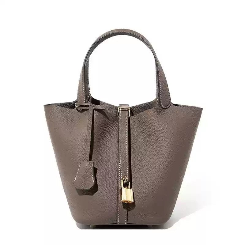 Bags 2024 new arrival bucket bag vegetable basket women's bag genuine leather satchel bag mommy bag bridal wedding bag high-end