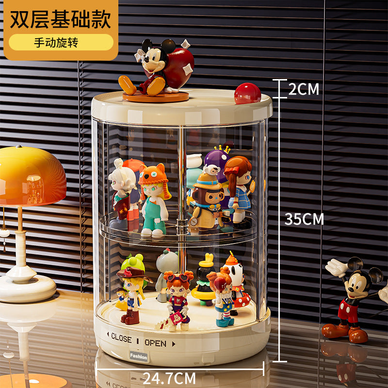 Rotating blind box display box labubu figure collection box dustproof transparent vinyl doll rabub display cabinet
