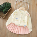 Baby girl handmade floral cardigan two-piece set -  autumn new collection - cute girls' skirt set - girls' sweater outfit