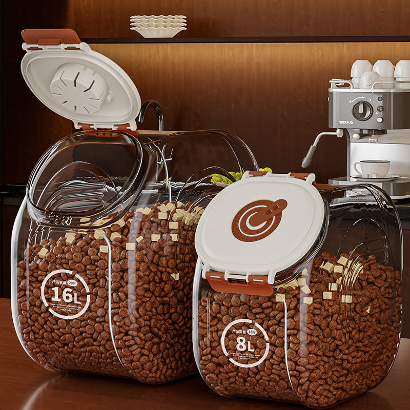 Cat food bucket Dog food storage sealed bucket Moisture-proof grain storage bucket Grain sealing Pet cat food tank Household storage box