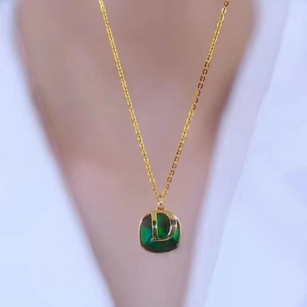 New trendy niche design d letter earrings for women, 925 sterling silver needle, elegant green stud earrings, wholesale ear jewelry