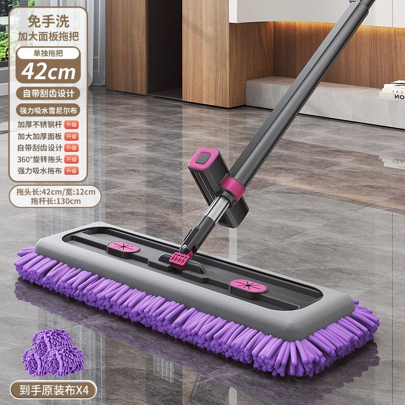 Chenille hands-free mop with bucket for home lazy one-wipe dry and wet mop handy gadgetrotate mop bucket