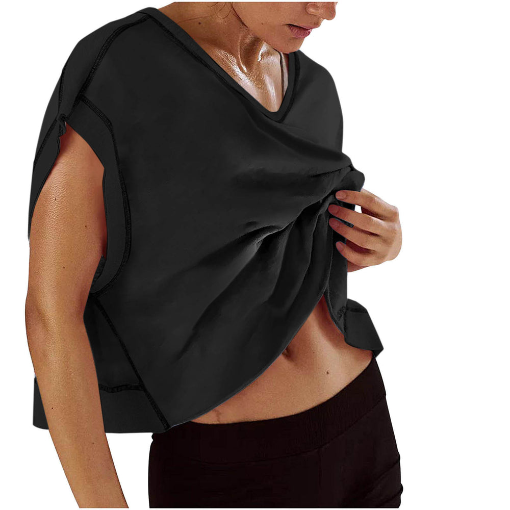 cross-border  women's casual loose solid color v-neck sports backless cutout yoga t-shirt