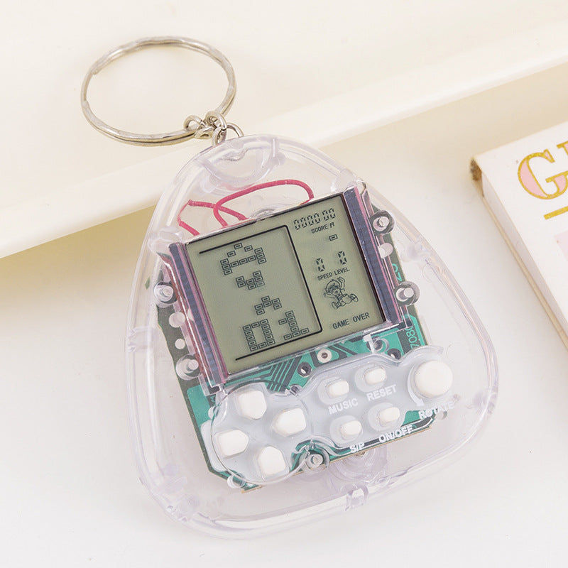 tetris game console - mini triangle handheld arcade game toy keychain charm