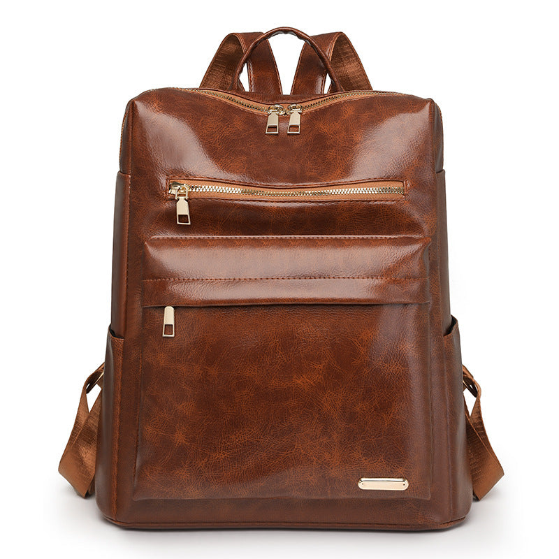 Cross-border trend 2025 new PU backpack women's large-capacity fashion simple commuter women's travel backpack wholesale