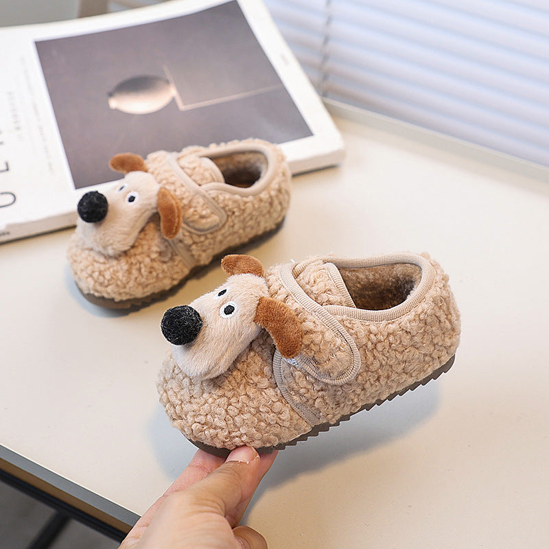 Kids' cartoon snow boots - new winter collection: girls' fleece-lined fluffy shoes, boys' versatile warm birkenstock-style boots
