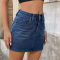 Fashion cross-border foreign trade  independent station summer new style washed cat whisker nail diamond versatile denim short skirt women's trend