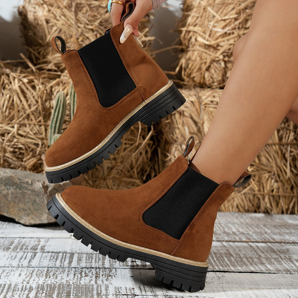 plus size short boots for women fall and winter new arrival square heel suede boots casual round toe sleeve export women's boots wholesale