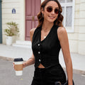 European and american cross-border foreign trade women's summer new look  independent station washed denim vest short vest trendy