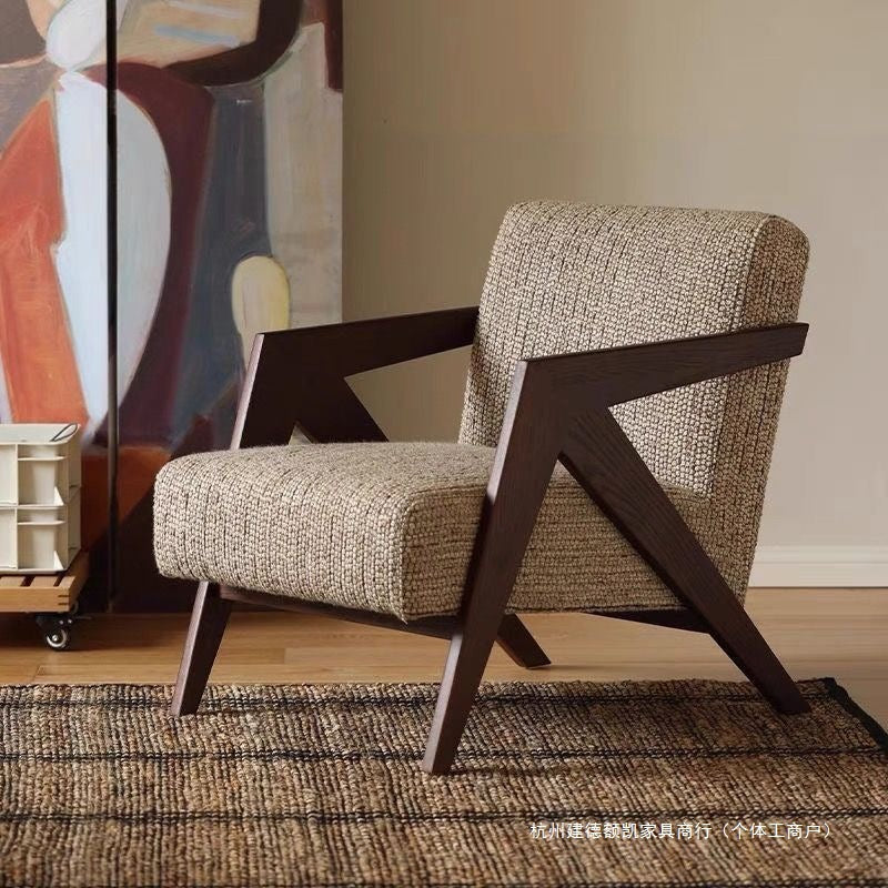 Solid wood sofa chair living room medieval style single chair for home balcony richard casual back chair