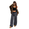 Fashionable elastic waist plaid casual pants for home wear - perfect for , , and cross-border e-commerce