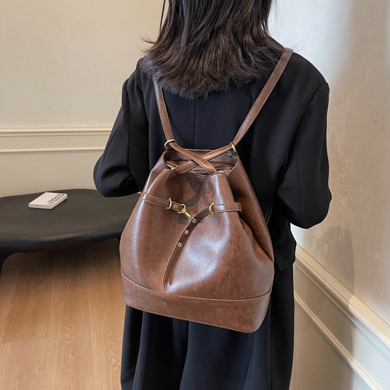 Retro backpack bag women's 2025 new fashion niche commuter tote bag versatile large-capacity shoulder bag