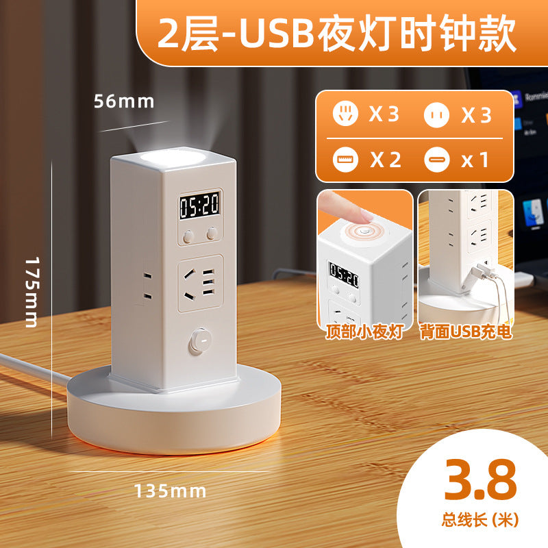 Vertical storage socket panel multi-port usb power strip for home and office - multifunctional desktop power strip