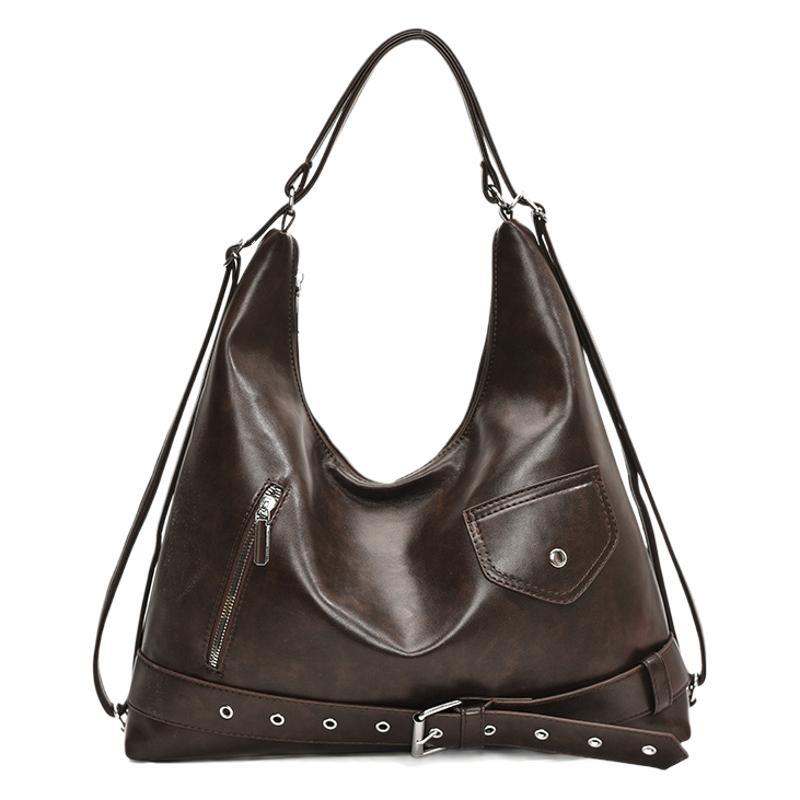 Cross-border single shoulder messenger tote bag, autumn and winter new niche retro large capacity high-end sense simple commuter armpit bag