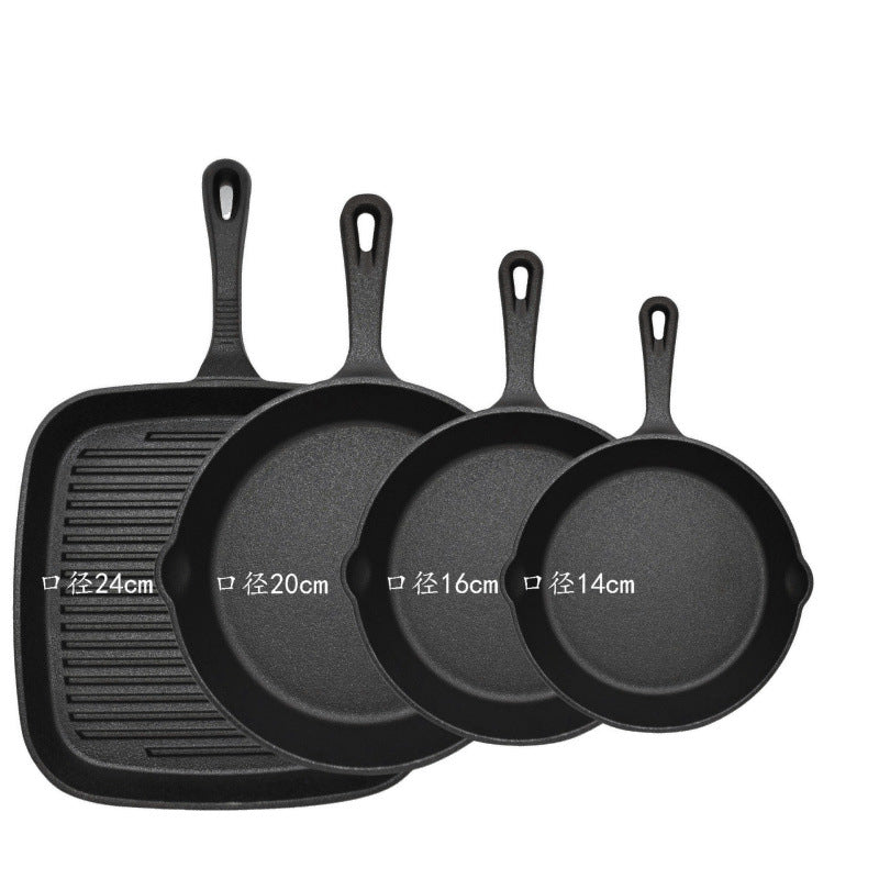 Cast iron pan Striped steak pot set Mini frying pan Flat bottom non-stick pan Old style thickened omelette pan Large iron pan