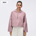 Spring half-zip hooded athletic windbreaker - women's short, loose-fit, versatile outdoor running & fitness jacket - d26004