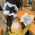 Korean sweet double-layer embroidered white lace hair tie - elegant, gentle, and versatile scrunchie for everyday wear