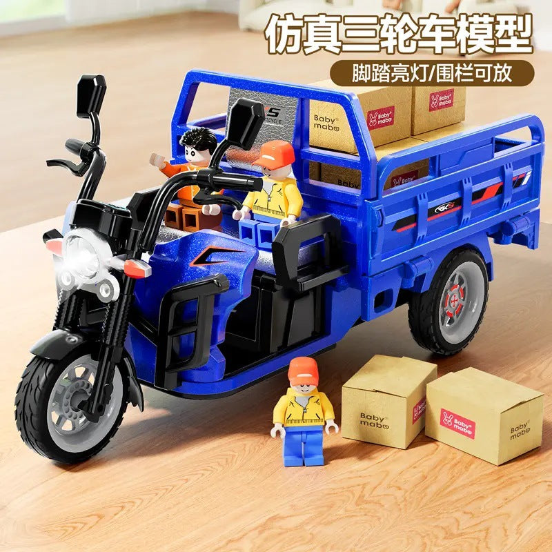 children's inertial tricycle toy, boys' simulated motorcycle express delivery tricycle truck, ages 3-6