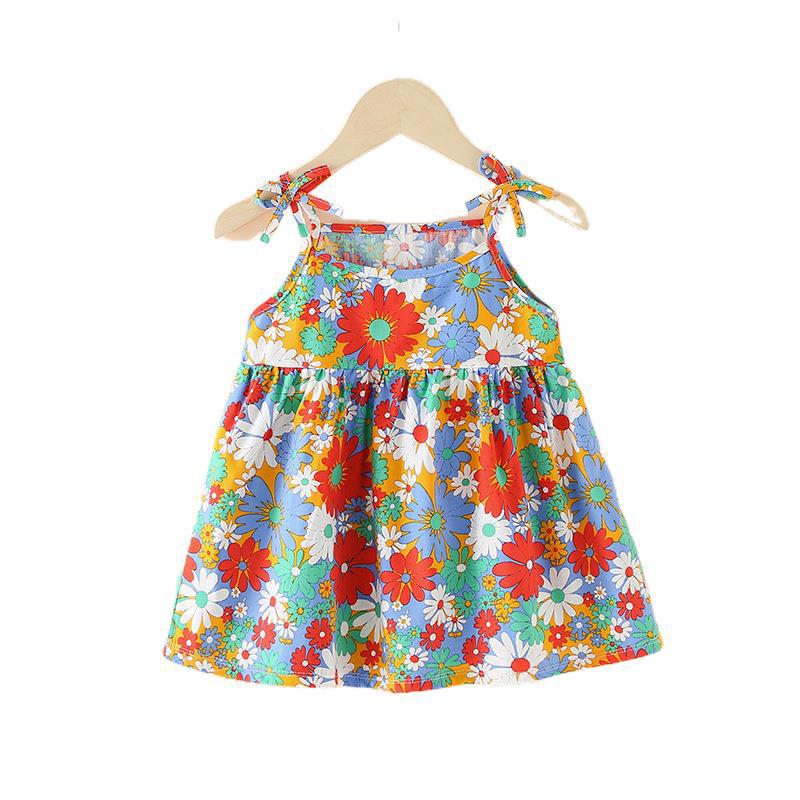 Girls' summer princess dress - cute cotton sundress for toddlers and young girls - korean style spaghetti strap dress (cross-border e-commerce)