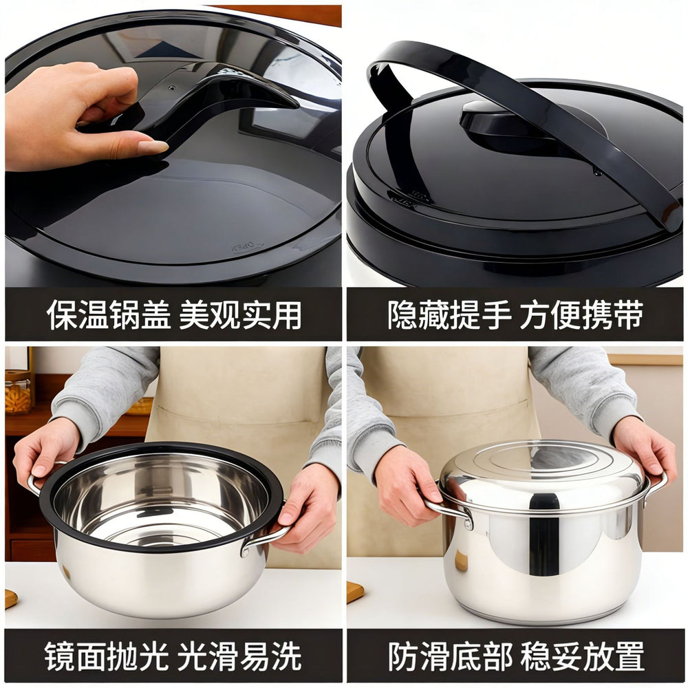 Export stainless steel thermal insulation pot lunch box thermal insulation bucket suit large capacity food warmer tableware four-piece set