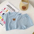 korean style ins kids summer bear outfit - baby boys & girls short sleeve & shorts casual two-piece set