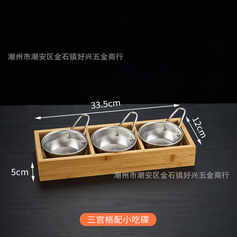 Creative nine-square grid tableware commercial hot pot restaurant barbecue restaurant beef vegetable platter bamboo tray divided grid dinner plate