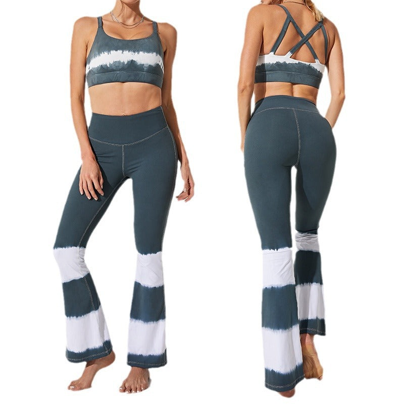 Custom slit back yoga top tie-dye tank top women's quick-dry running sports short sleeve fitness apparel