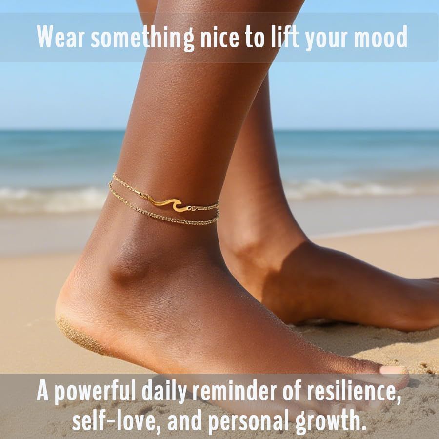 fashion wavy double-layer starry sky 14k gold plated anklet - high-end versatile couple's jewelry