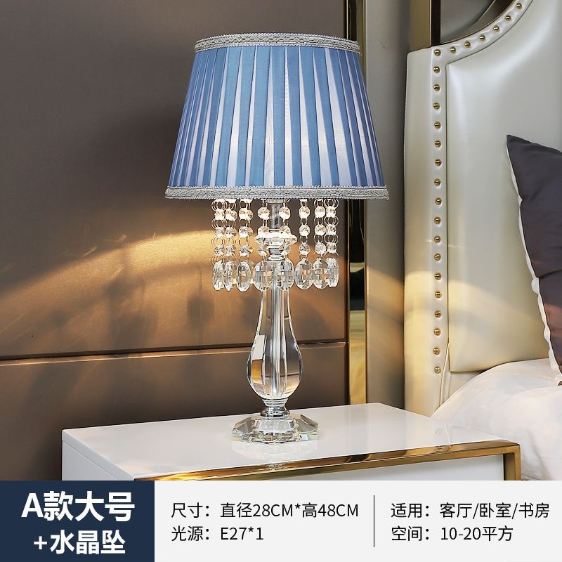 Modern fashion crystal table lamp bedroom bedside lighting living room light luxury warm romantic wedding american style dimmable remote control