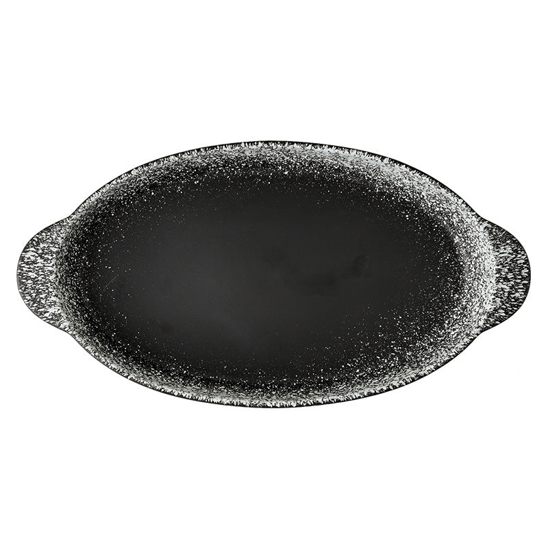 Large-capacity fish plate ceramic plate steamed fish plate creative for home fish plate special pepper fish head soup plate vegetable plate