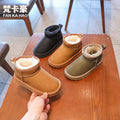 Kidsthickenedheattech snow boots autumn winternew arrivalsex girl black cotton shoes boys short boots medium and big kids shoes