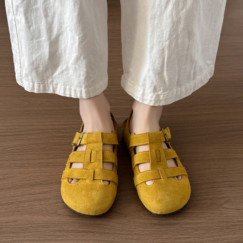 Retroniche stylecut out toe half slippers for women 2026 spring and summeroutwear one-leg thick sole ugly cute casual birkenstock shoes