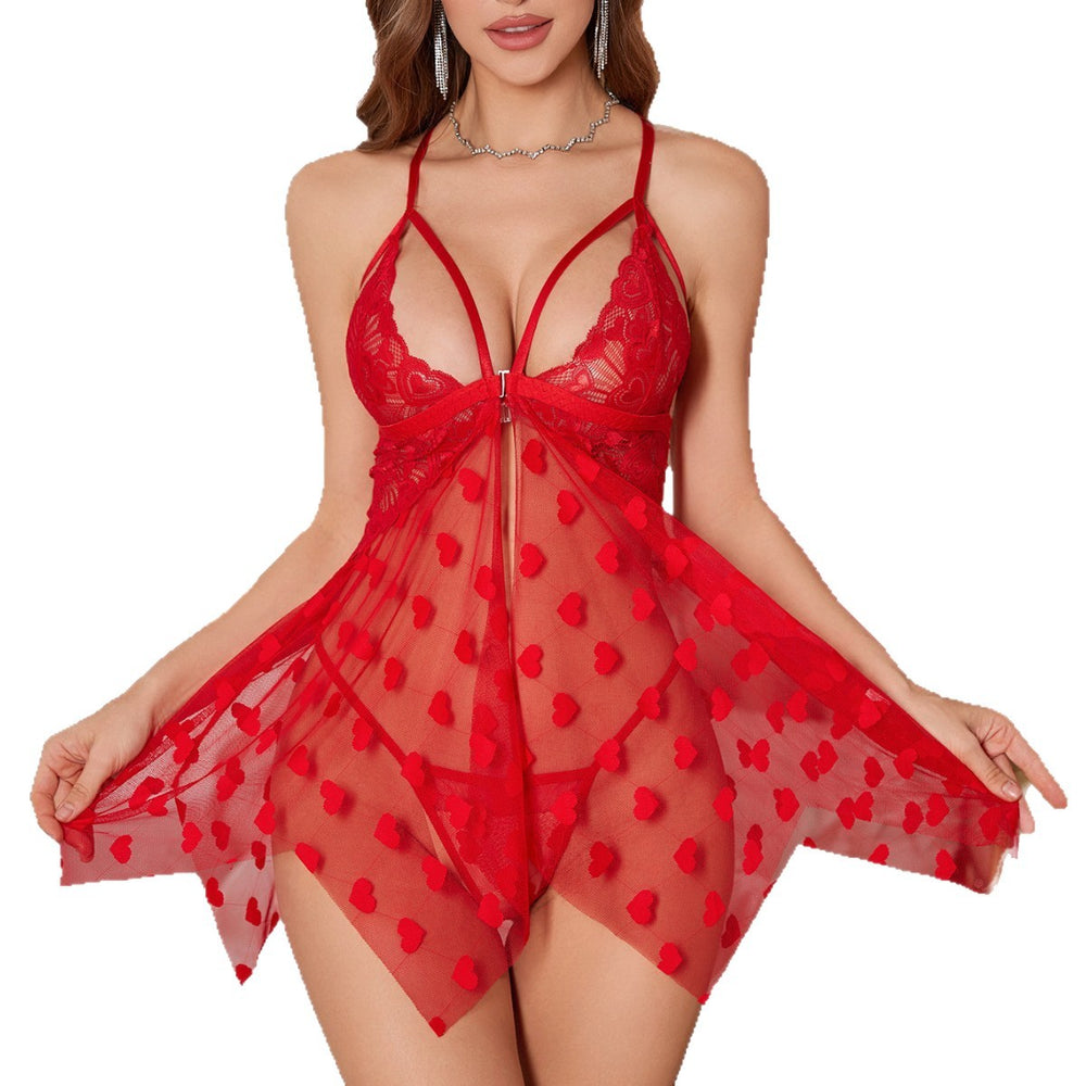 fashionnew arrivalsexyintimatessexy women's heart mesh suspender skirt nightgown pajamas sexysuit