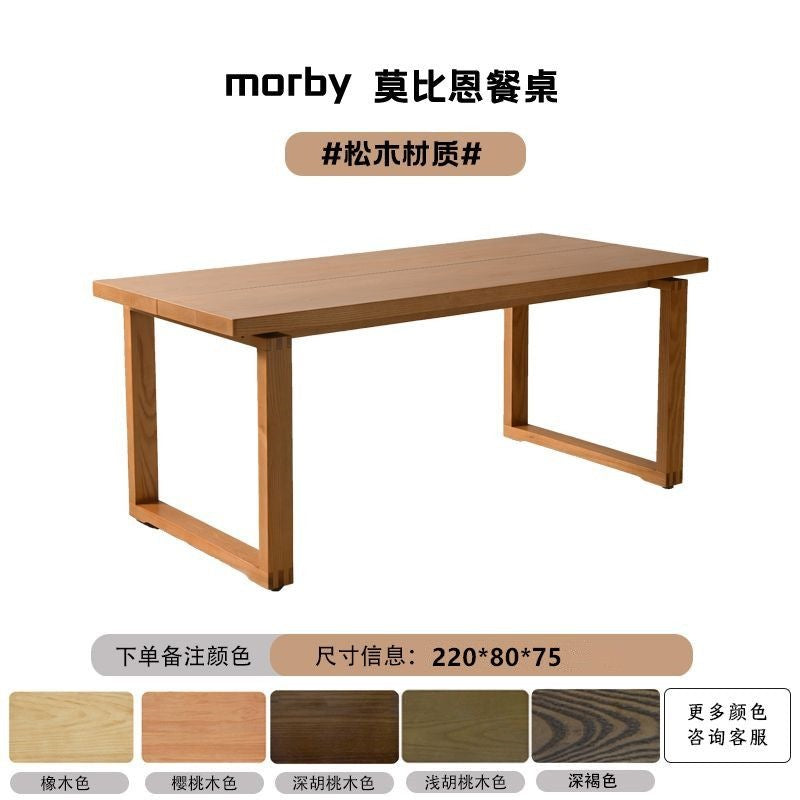 Nordic mobien solid wood dining table small apartment minimalist american style ash wood rectangular desk and chair set for home use