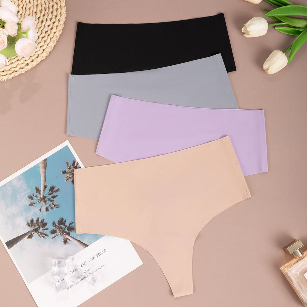 European and american seamless ice silk women's panties high waist invisible solid color briefs ladies comfortable plus size underwear wholesale