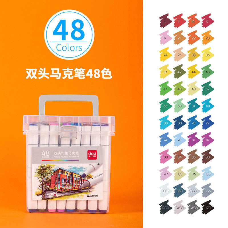 Deli Children's Washable Soft Head Marker 48 Colors Student Watercolor Pen 36 Double Head Color Brush Wholesale