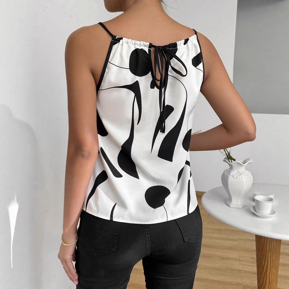 summer   round neck camisole printed sleeveless women's tank top t-shirt retro print