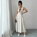 french chic sleeveless tank top women's summer new arrival ruched waist design minimalist versatile maxi dress