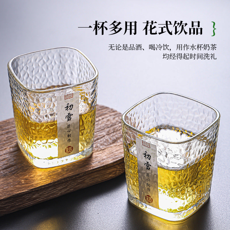 First snow cup hammered glass small tea cup modern casualthickened glass cup heat resistant tea cup wholesale glass water cup