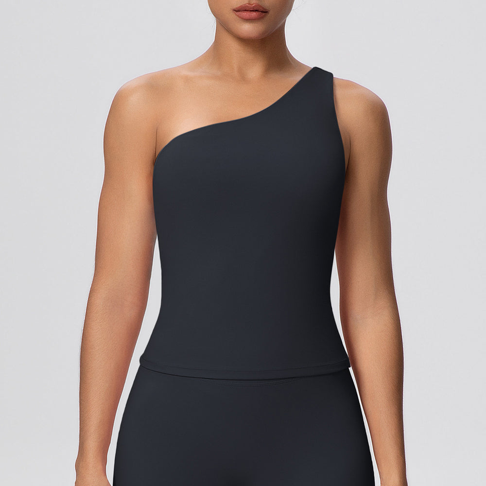 New arrival cross-border double-sided brushed nude pure color tight high elastic sports intimates running fitness yoga wear tops for women