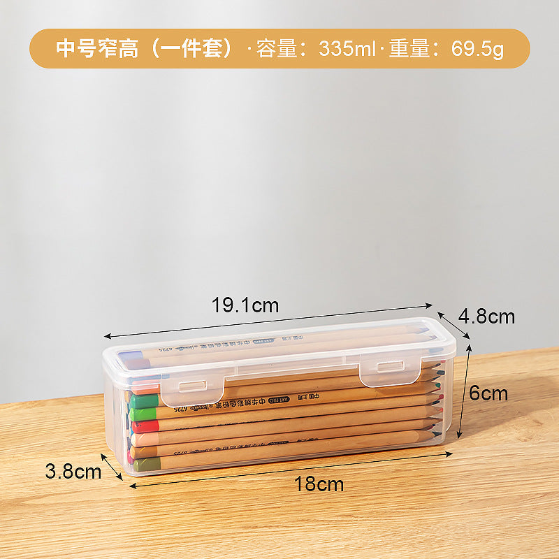 Multifunctional desk storage box Transparent desktop marker Stationery storage box Pencil plastic storage box with lid