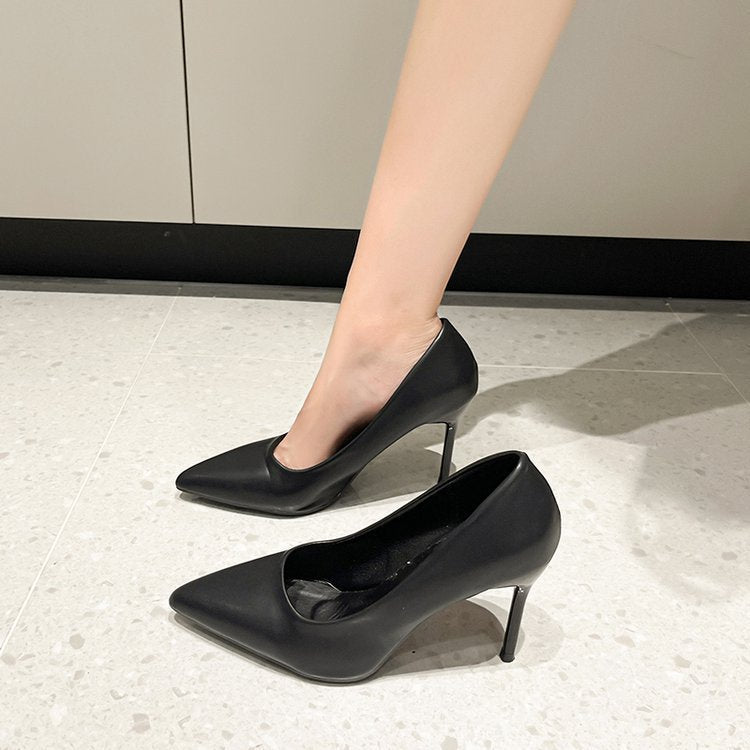 Plus size women's shoes in sizes 34-43, 41, fat feet, thin heels, pointed toe high heels, women's k-style fashion spring small flats 42